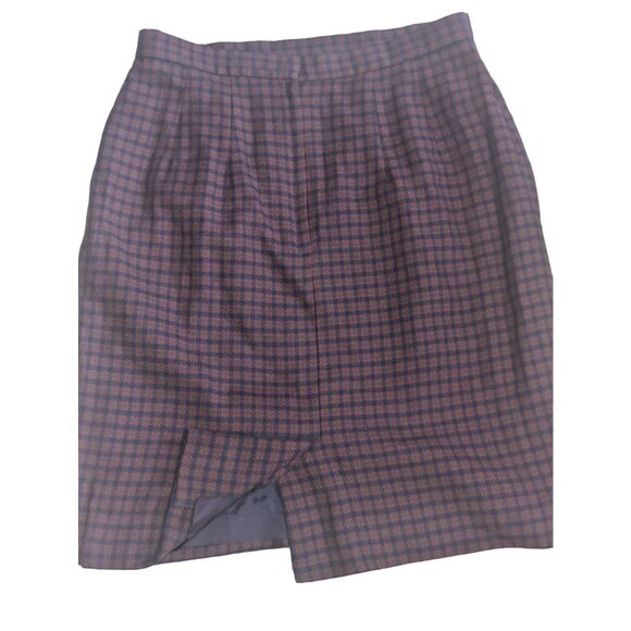 VTG Wool Plaid Pencil Skirt With Back Vent & Back Zipper SZ 6P-S Made in the USA - Picture 5 of 10